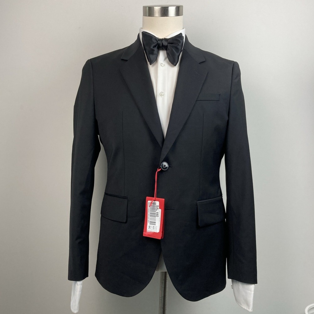 Hugo Boss Mens Slim fit Wool Suit Jacket Blazer 38S Black Solid